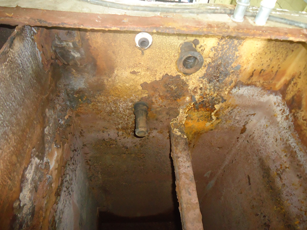View inside corroded Hot Well Tank